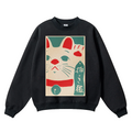 Lucky Cat Vintage Cotton Blend Crewneck Sweatshirt