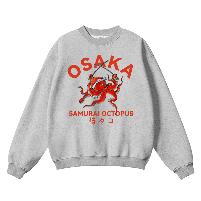 Samurai Octopus Vintage Cotton Blend Crewneck Sweatshirt