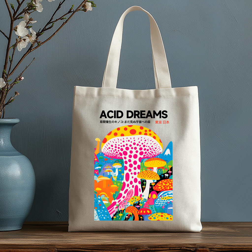 Yayoi Kusama Mushroom Japanese Style Canvas Tote Bag
