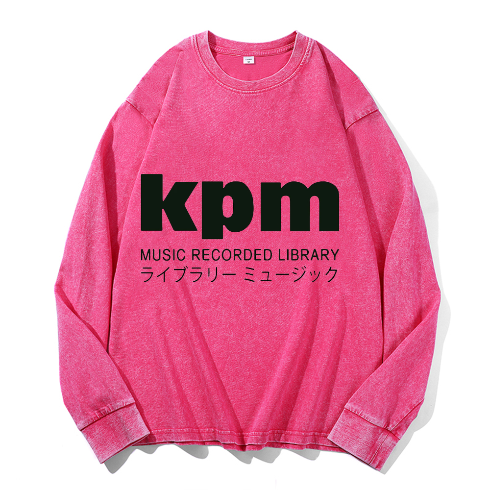 KPM Music Recorded Library Vintage Cotton Wash Crewneck Long-Sleeve T-Shirt