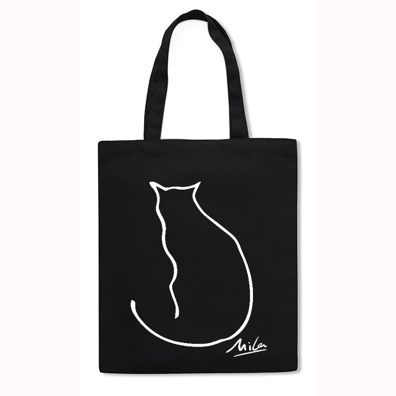 Mila Cat Japanese Style Canvas Tote Bag