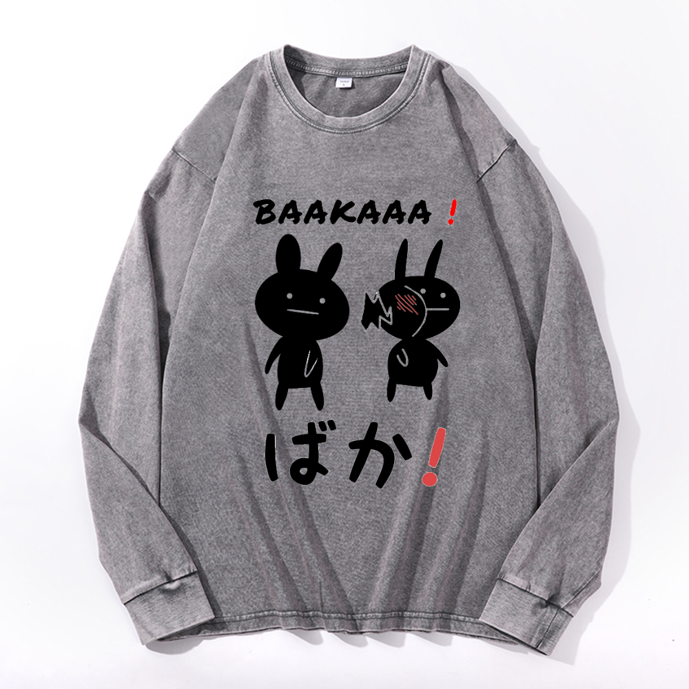 Vintage Cotton Wash Crewneck Long-Sleeve T-Shirt