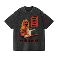 Skull Work Is Hell Vintage Wash Japanese Design T-Shirt