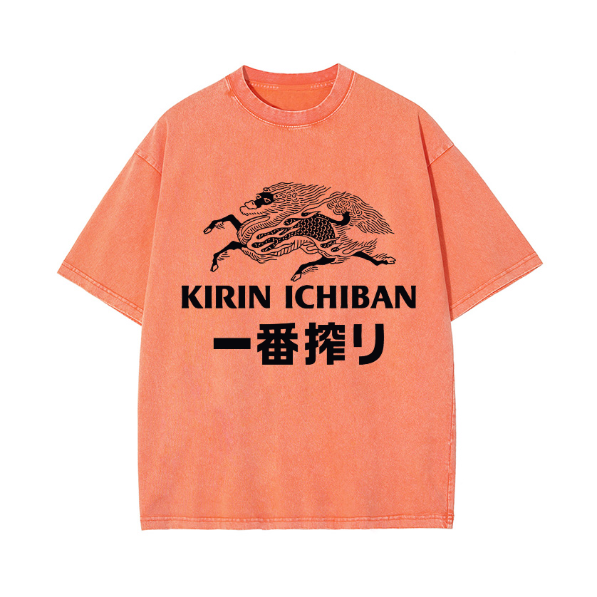 Kirin Ichiban Brewery Beer Vintage Wash Japanese Design T-Shirt