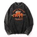 Sushi and Tako Octopus Vintage Cotton Wash Crewneck Long-Sleeve T-Shirt