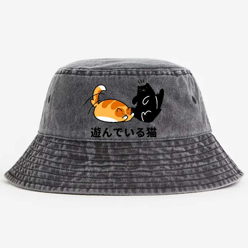 Cat Vintage 100% Cotton Bucket Hat