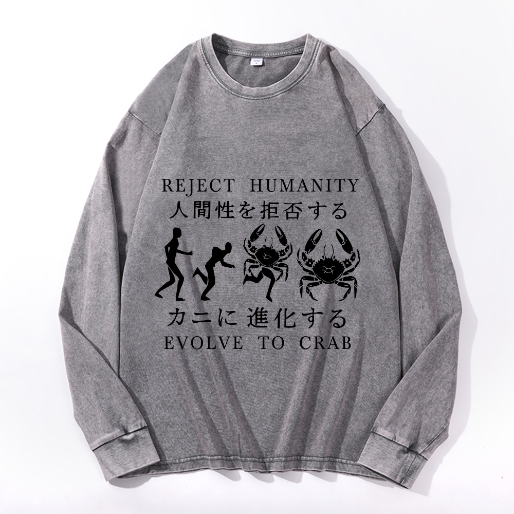 Vintage Cotton Wash Crewneck Long-Sleeve T-Shirt