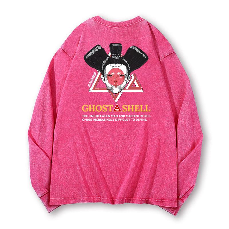 Ghost in the Shell Geisha Vintage Washed Cotton Back Art Long-sleeve T-shirt