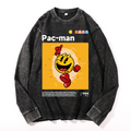 Pacman Vintage Cotton Wash Crewneck Long-Sleeve T-Shirt