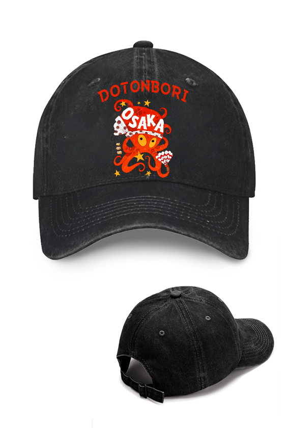 Osaka Dotonbori Octopus Vintage Cotton Cap