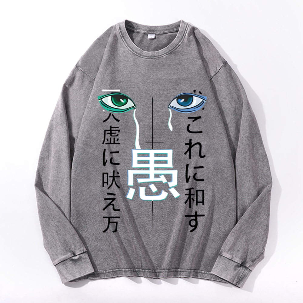 Vintage Cotton Wash Crewneck Long-Sleeve T-Shirt