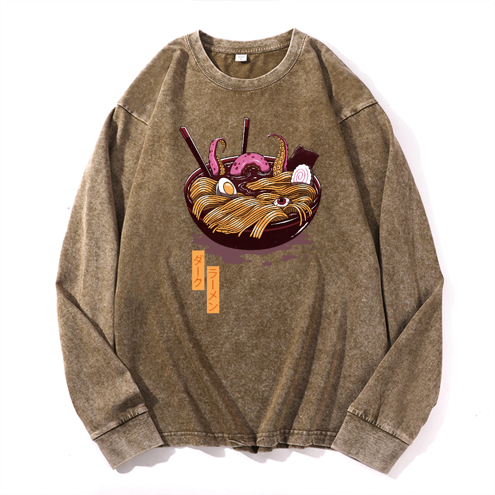 Ramen Vintage Cotton Wash Crewneck Long-Sleeve T-Shirt