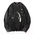 Fish Vintage Cotton Wash Crewneck Long-Sleeve T-Shirt