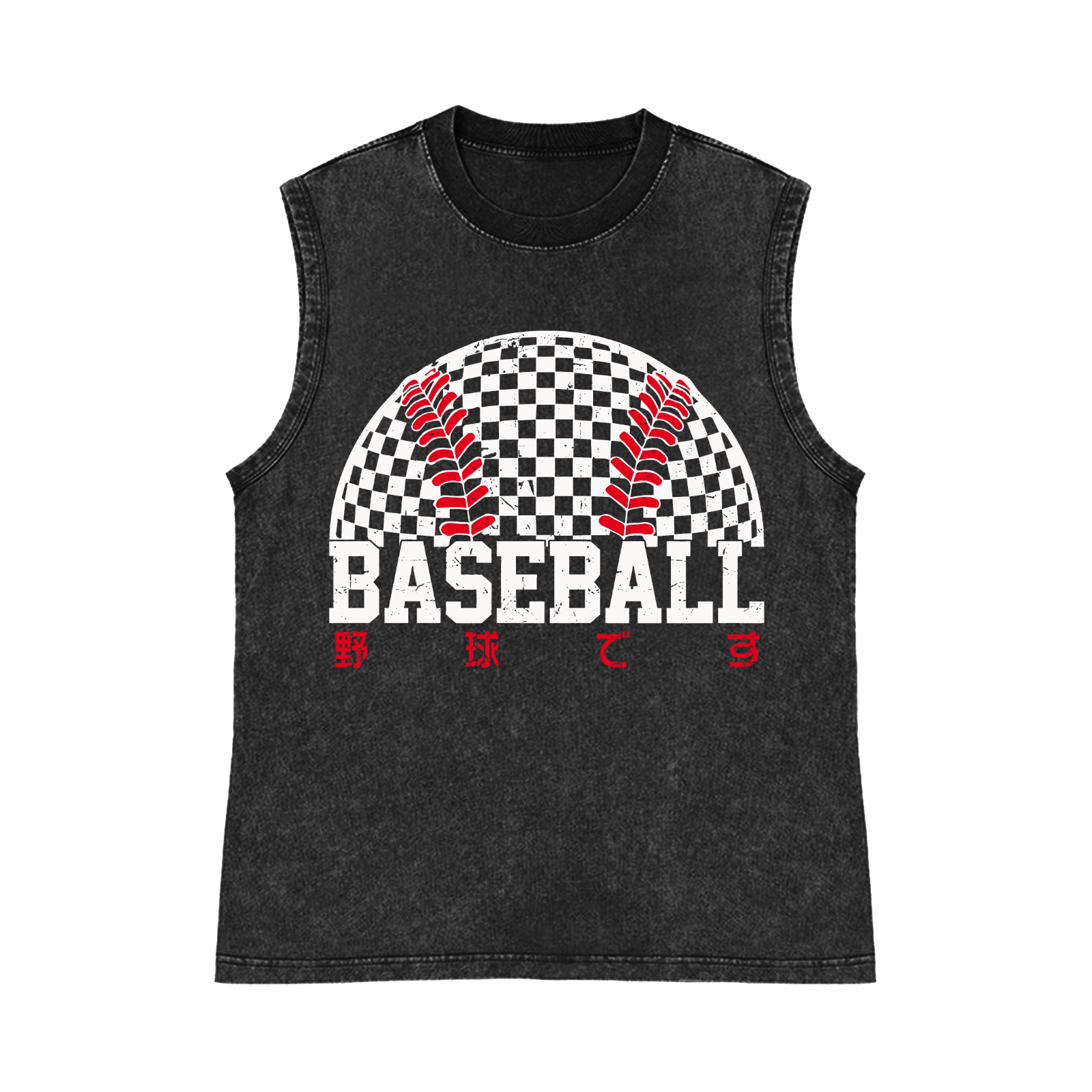 Baseball Pure Cotton Wash-Dyed Sleeveless Tank Top