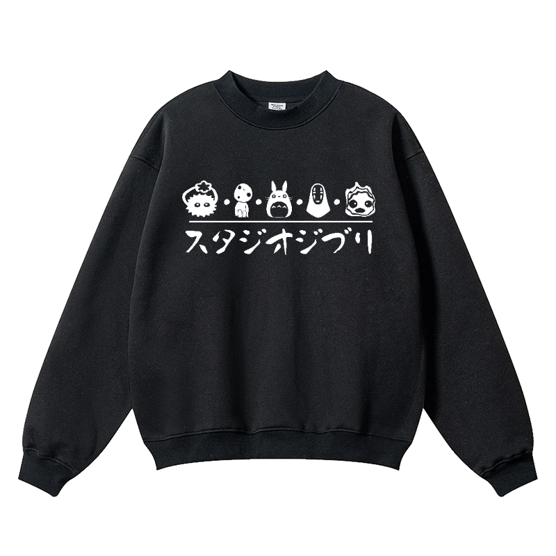 Ghibli Totoro Vintage Cotton Blend Crewneck Sweatshirt
