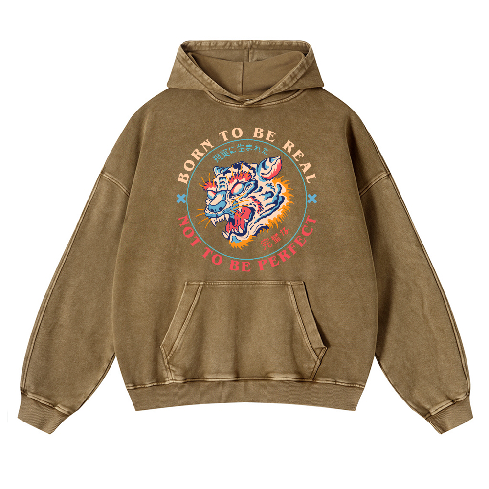 Tiger Vintage Washed Thick Cotton Hoodie