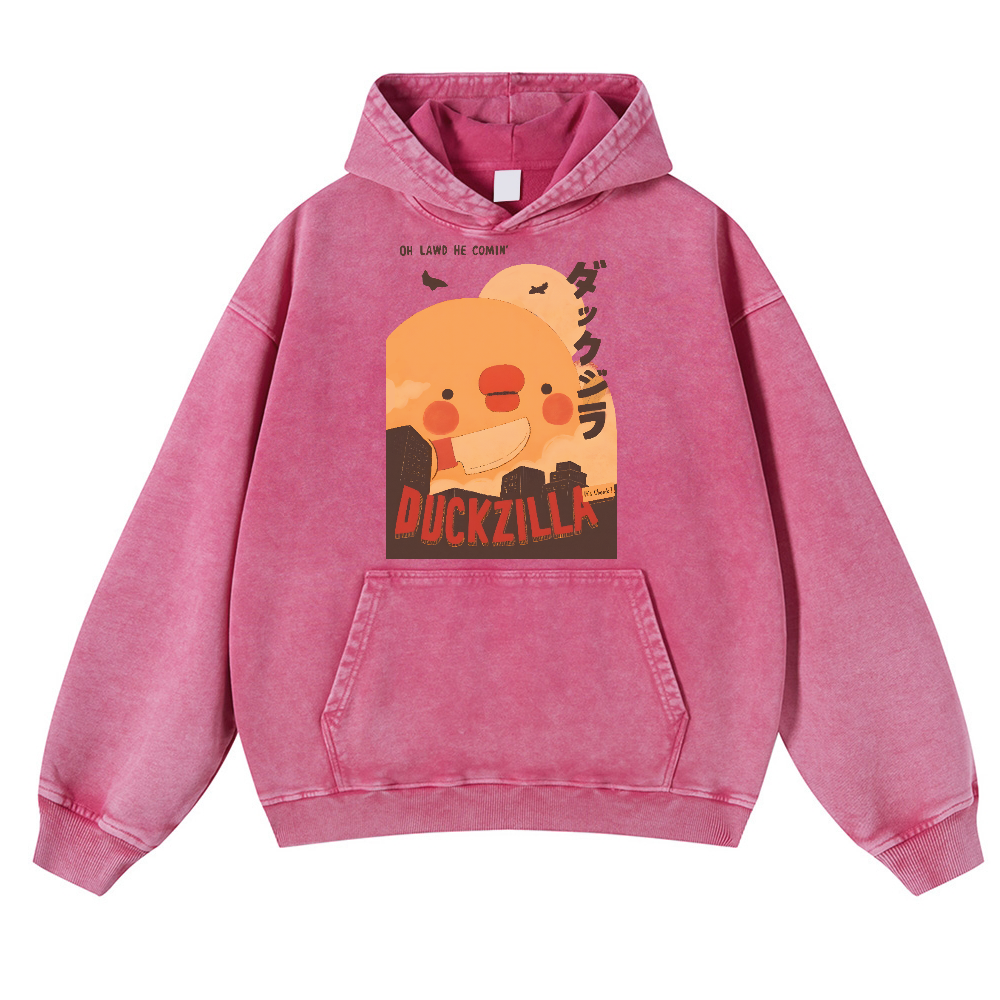 Duck Kaiju Vintage Washed Thick Cotton Hoodie