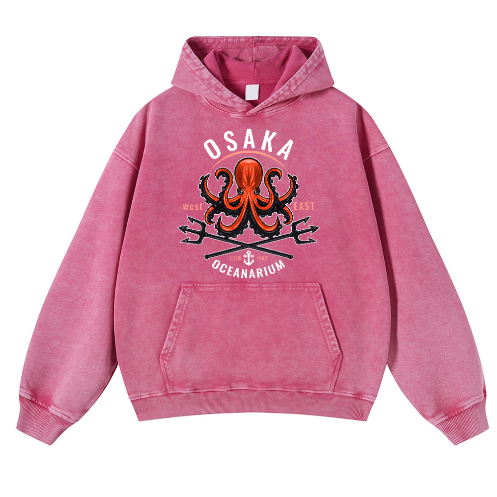 Osaka Octopus Vintage Washed Thick Cotton Hoodie