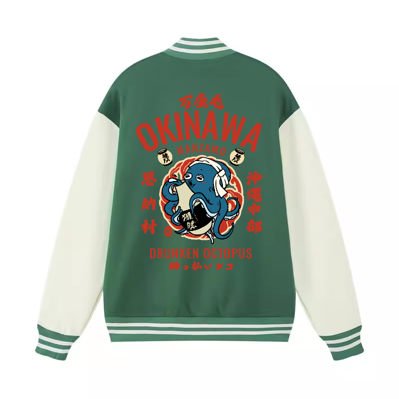 Okinawa Drunken Octopus Vintage Cotton Varsity Jacket