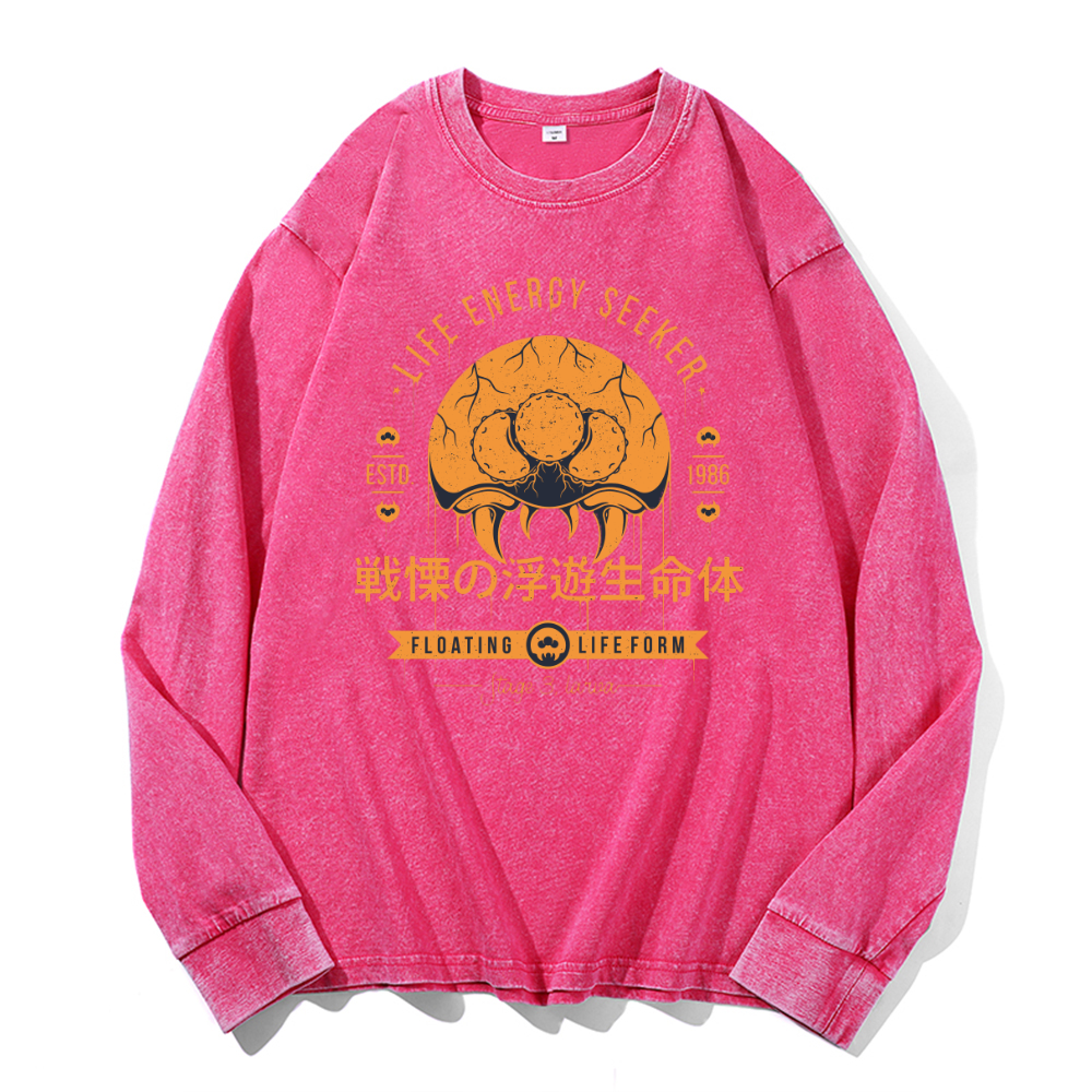 Vintage Cotton Wash Crewneck Long-Sleeve T-Shirt