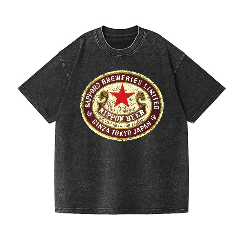Nippon Beer Vintage Wash Japanese Design T-Shirt