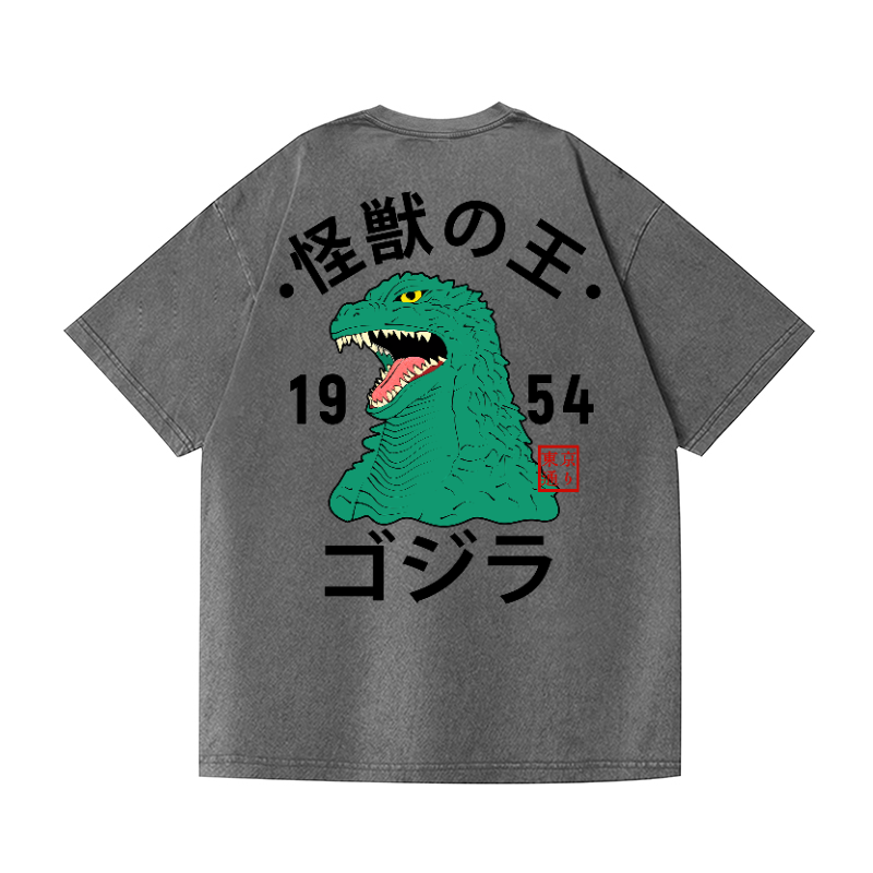 Kaiju Vintage Wash Japanese Design Back Art T-Shirt