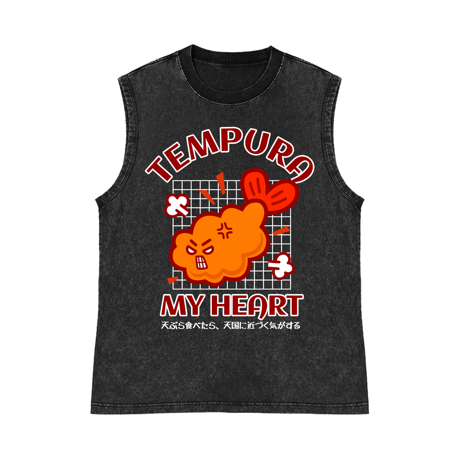 Tempura Shrimp Pure Cotton Wash-Dyed Sleeveless Tank Top