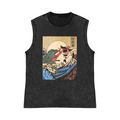 Cat Monster Wave Pure Cotton Wash-Dyed Sleeveless Tank Top