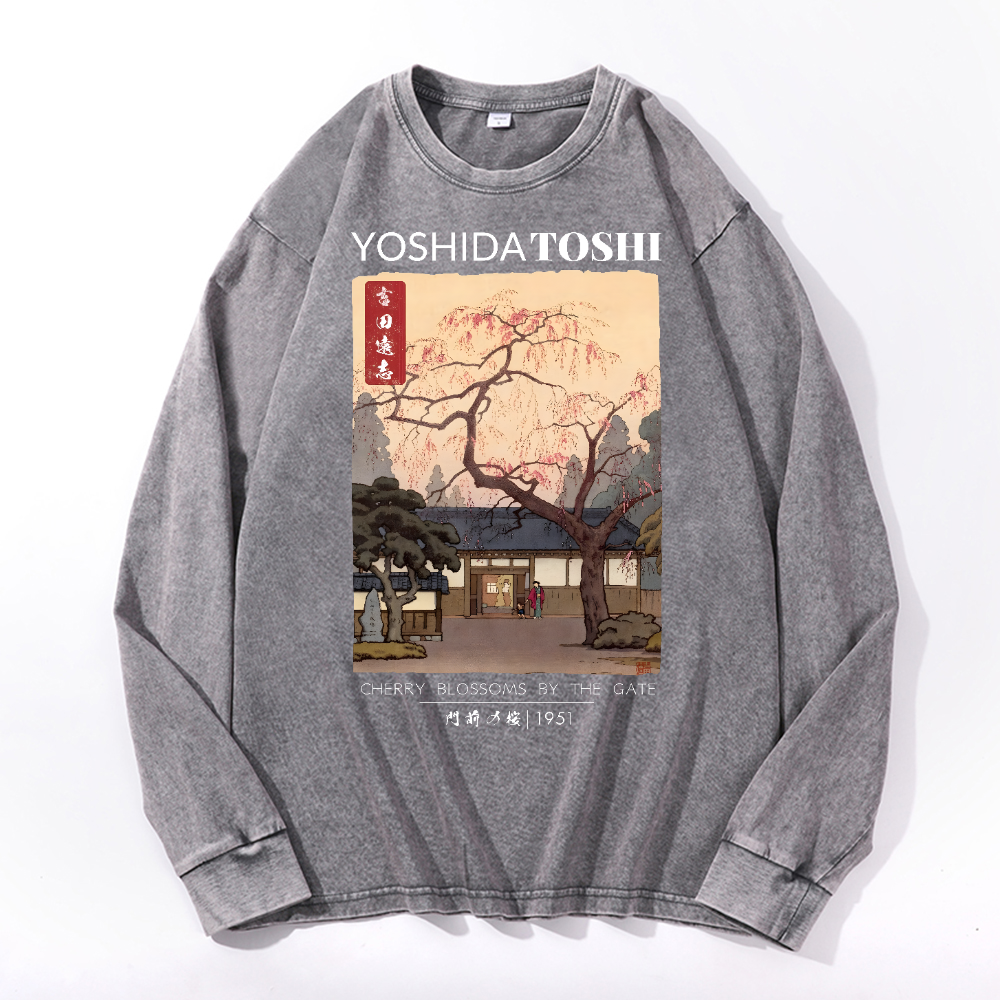 Yoshida Toshi Vintage Cotton Wash Crewneck Long-Sleeve T-Shirt