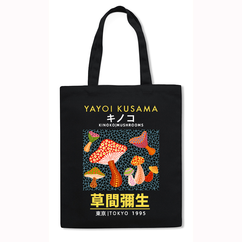 Yayoi Kusama Mushroom Japanese Style Canvas Tote Bag