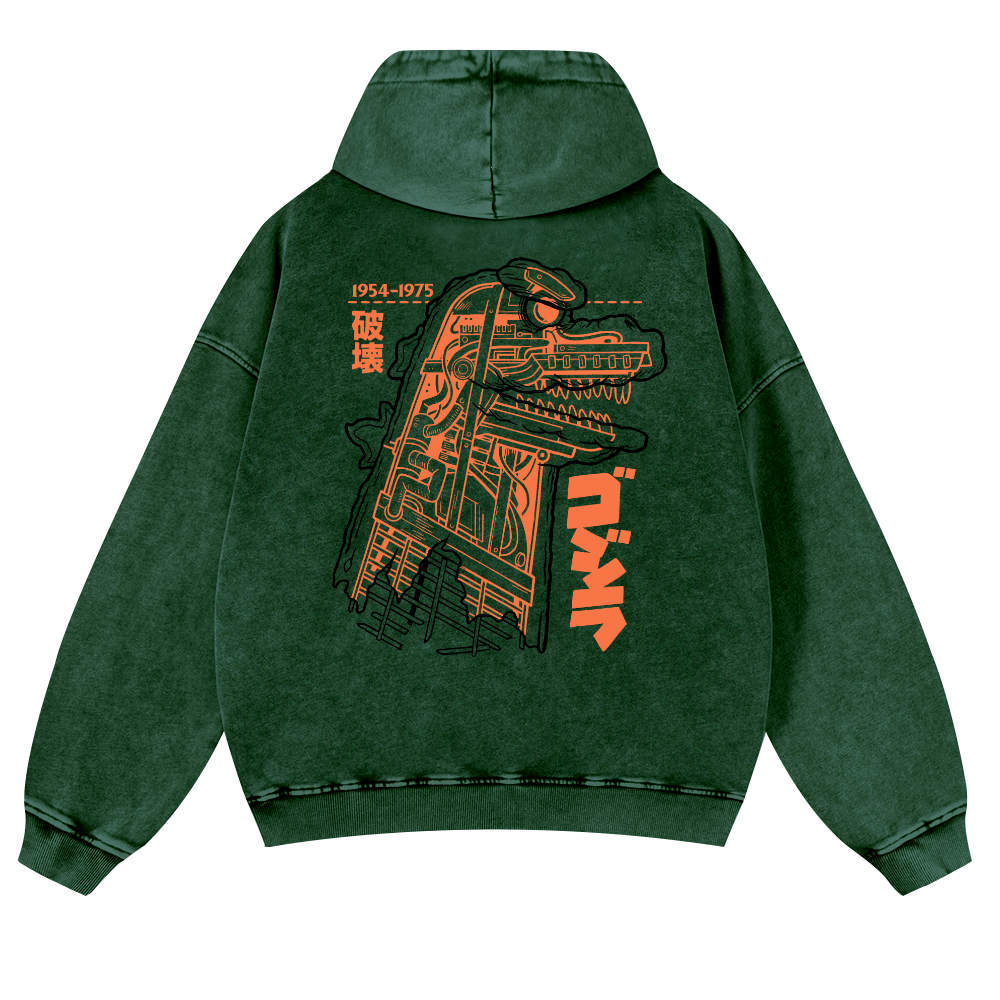 Kaiju Vintage Washed Cotton Back Art Hoodie