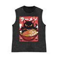 Ramen Cat Pure Cotton Wash-Dyed Sleeveless Tank Top