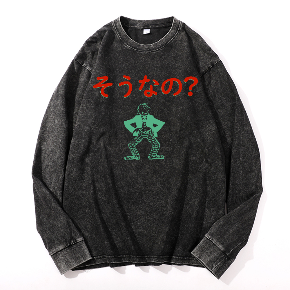Is That So? Vintage Cotton Wash Crewneck Long-Sleeve T-Shirt