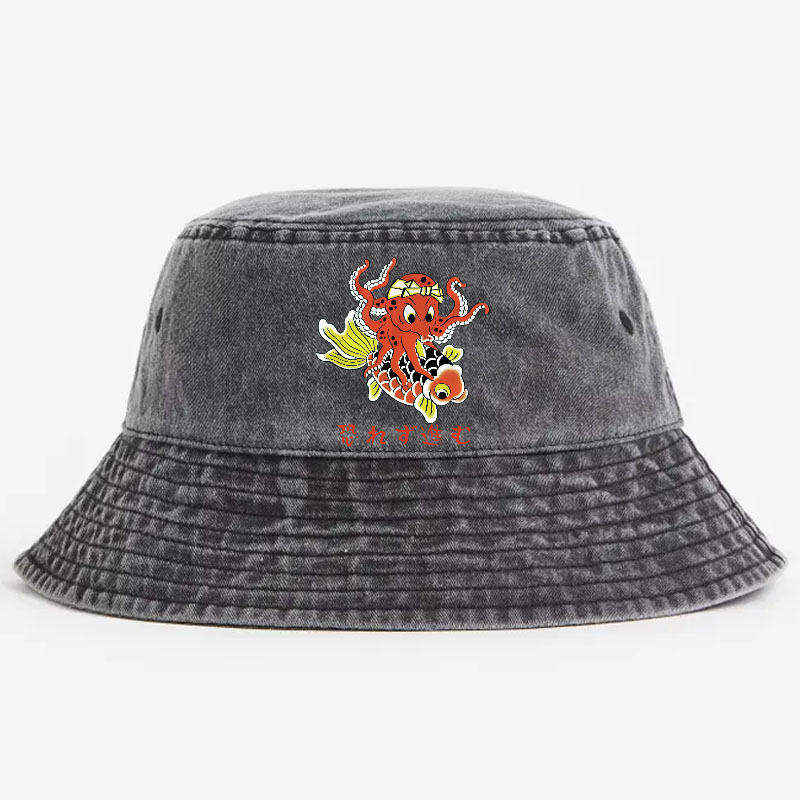 Octopus Vintage 100% Cotton Bucket Hat