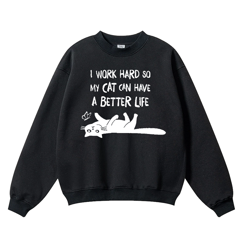 I Work Hard So Cat Vintage Cotton Blend Crewneck Sweatshirt