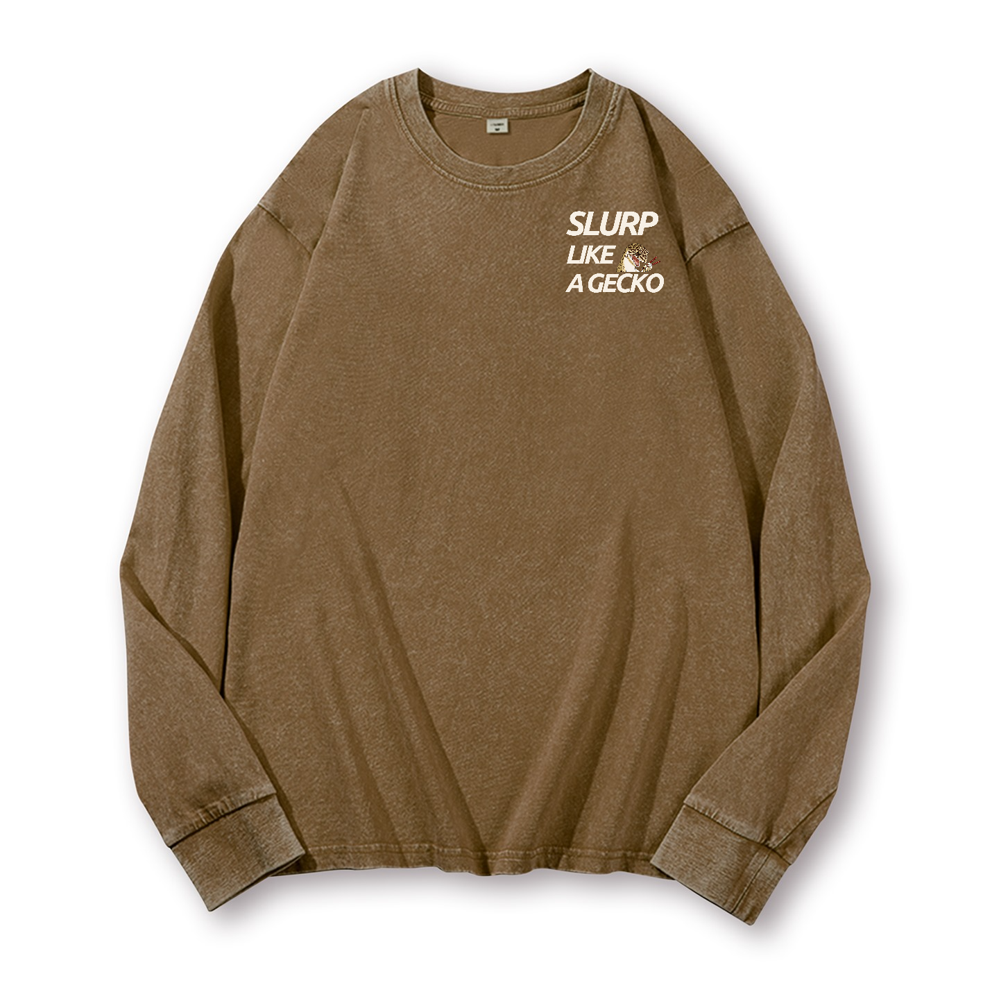 Gecko Vintage Washed Cotton Back Art Long-sleeve T-shirt