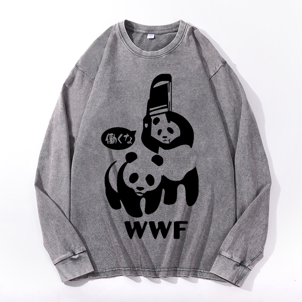 WWF Panda Vintage Cotton Wash Long-sleeve T-shirt