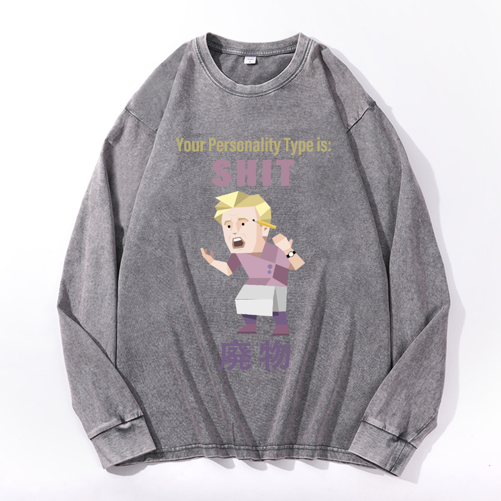MBTI Shit Vintage Cotton Wash Long-sleeve T-shirt