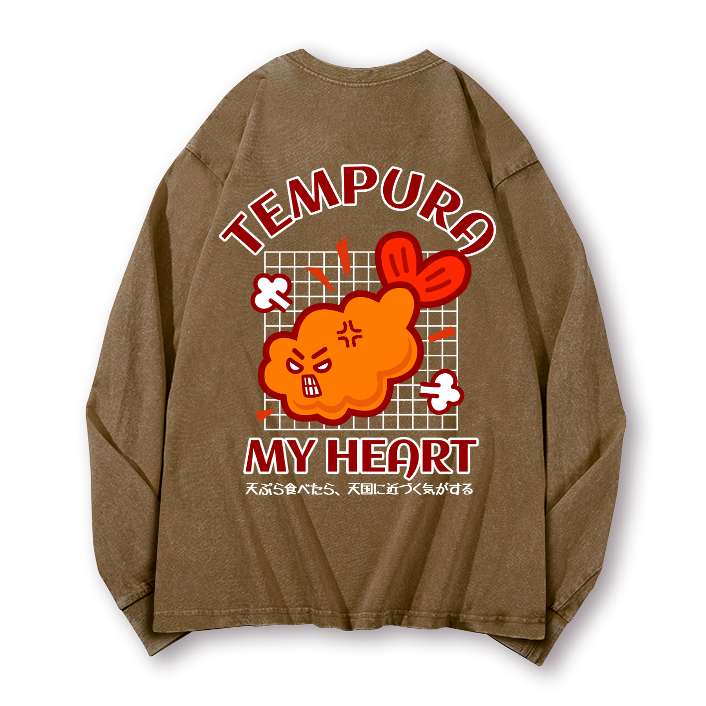Tempura Vintage Washed Cotton Back Art Long-sleeve T-shirt