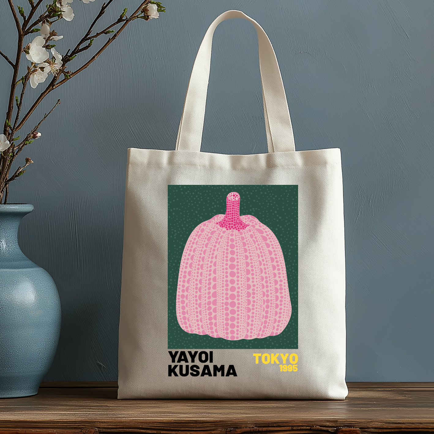 Yayoi Kusama Pumpkin Japanese Style Canvas Tote Bag