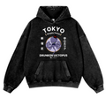 Tokyo Drunken Octopus Vintage Washed Thick Cotton Hoodie