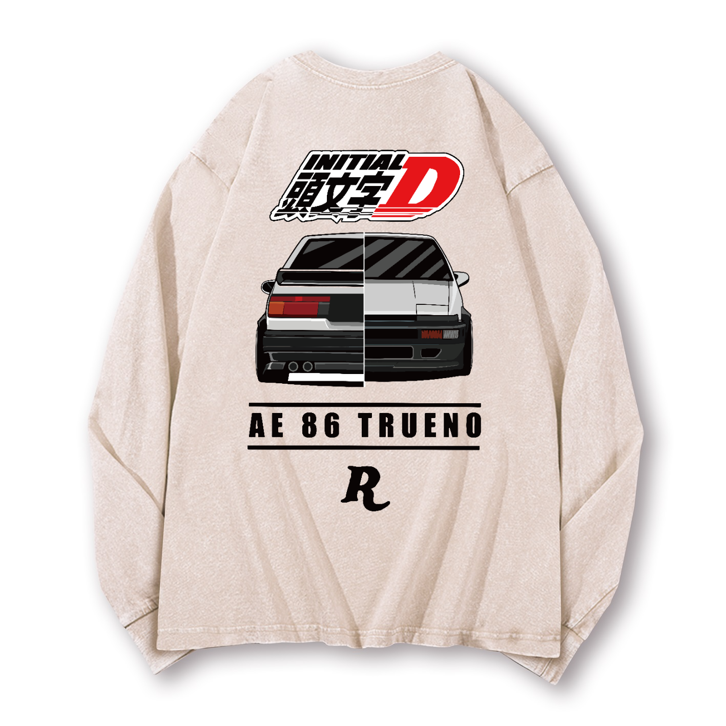 Initial D Vintage Washed Cotton Back Art Long-sleeve T-shirt
