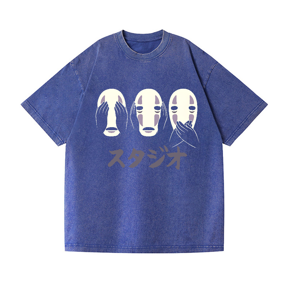Ghibli No Face Kaonashi Vintage Wash Japanese Design T-Shirt