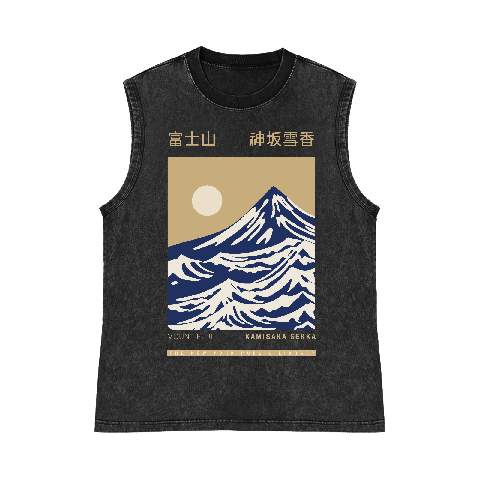Mount Fuji Pure Cotton Wash-Dyed Sleeveless Tank Top