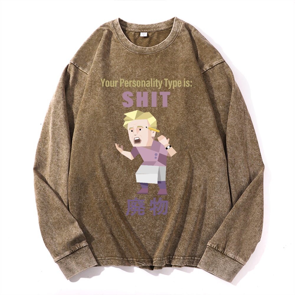 MBTI Shit Vintage Cotton Wash Long-sleeve T-shirt