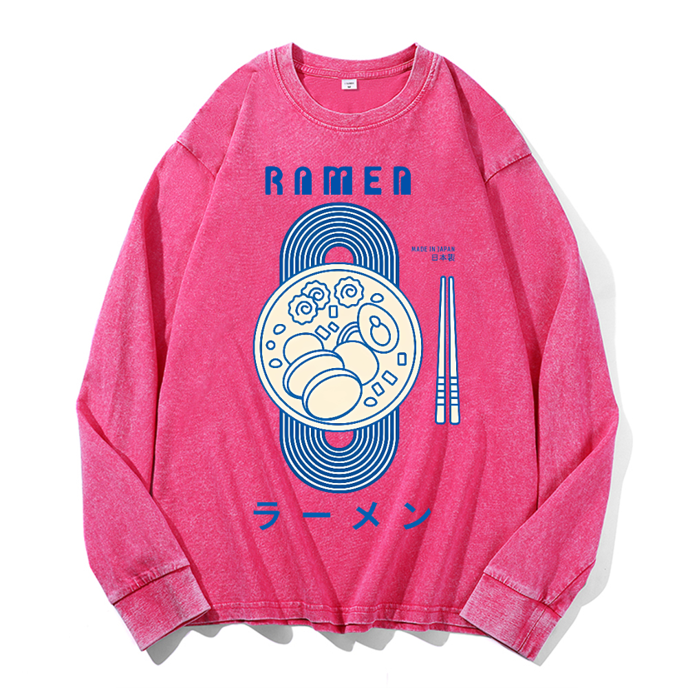 Vintage Cotton Wash Crewneck Long-Sleeve T-Shirt