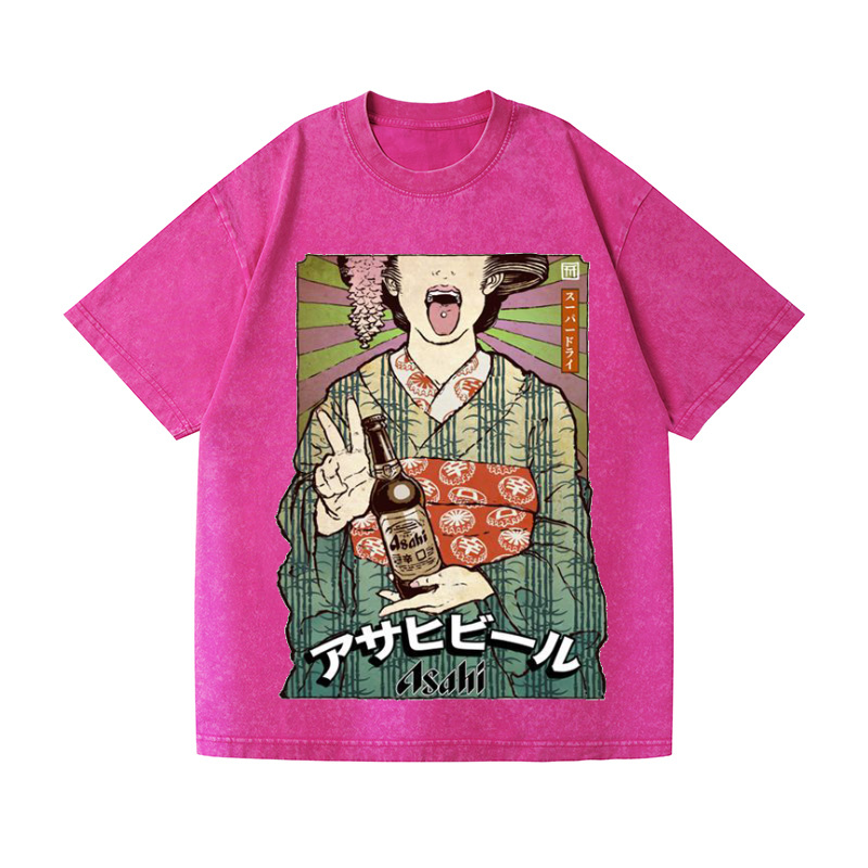 Asahi Breweries Beer Vintage Wash Japanese Design T-Shirt
