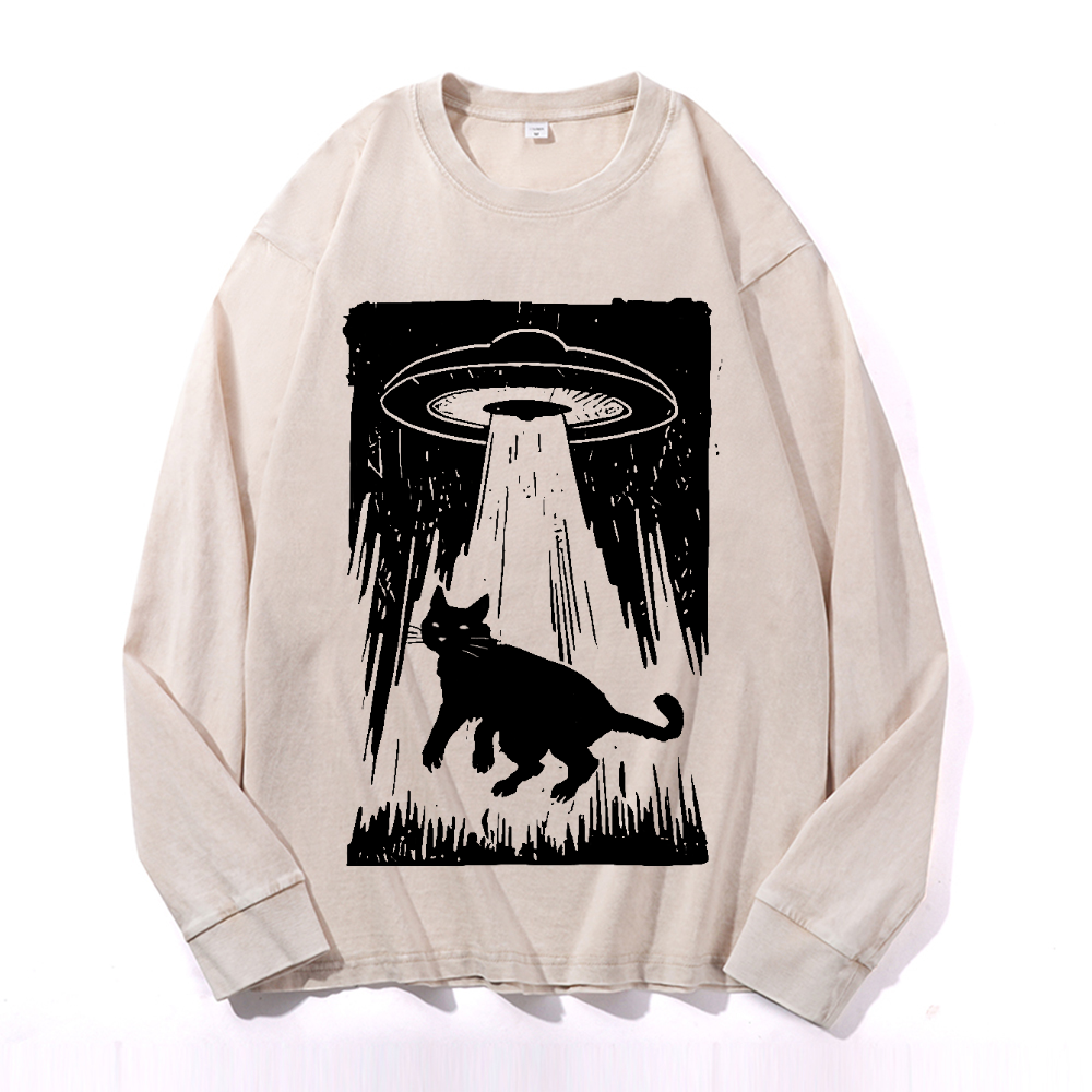 Vintage Cotton Wash Crewneck Long-Sleeve T-Shirt