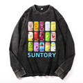 Suntory Vintage Cotton Wash Crewneck Long-Sleeve T-Shirt