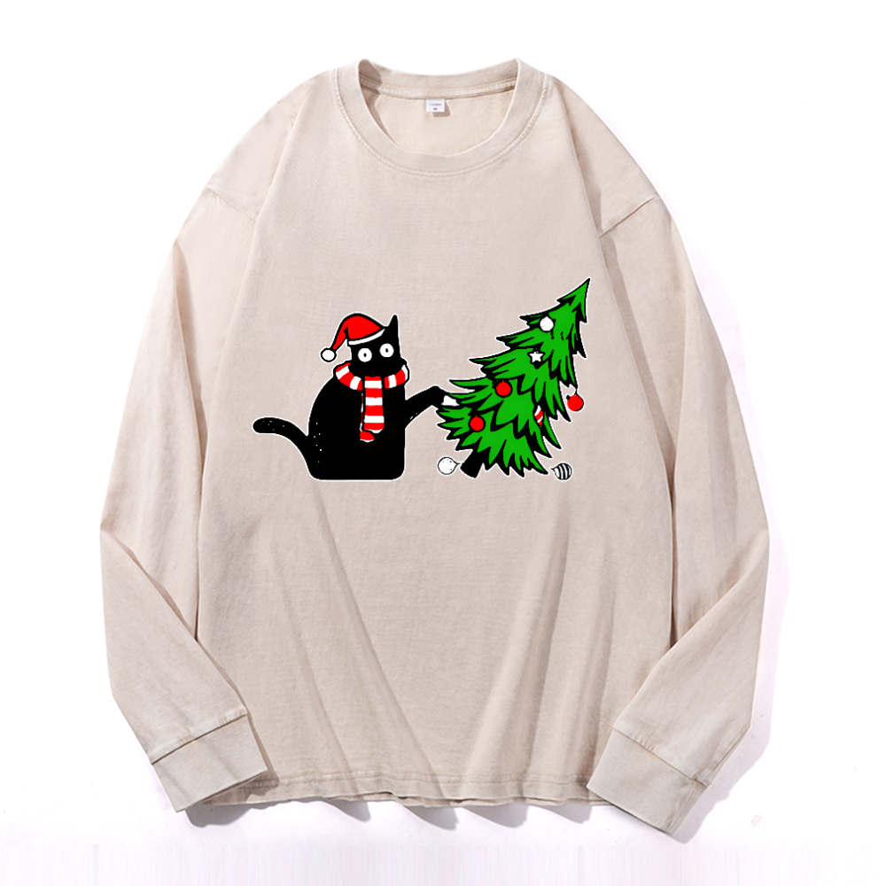 Vintage Cotton Wash Crewneck Long-Sleeve T-Shirt